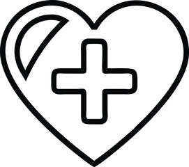 Fototapeta premium Heart shape line art with plus sign and abstract design element