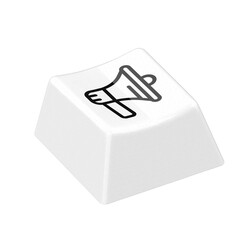computer keyboard with speaker on it, advertising idea of marketing strategy icon