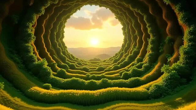 Beautiful landscape tunnel view nature scenery sunrise wallpaper background desktop hd image art 4k