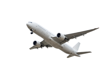 White Airplane Flight Takeoff isolated on a transparent background