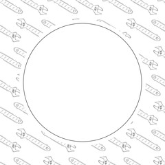 Naklejka premium construction frame. doodle construction tool circle frame. hand drawn construction frame background. construction tool background