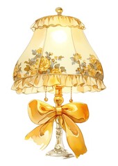 Yellow coquette classic vintage lamp illustration style chandelier.