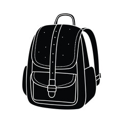Fototapeta premium Classic backpack silhouette with stitching details