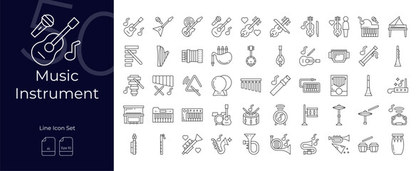 Music Instrument Line Editable Icons set. Vector illustration in modern thin line style of Music Instrument icons: music, instrument, musical, etc