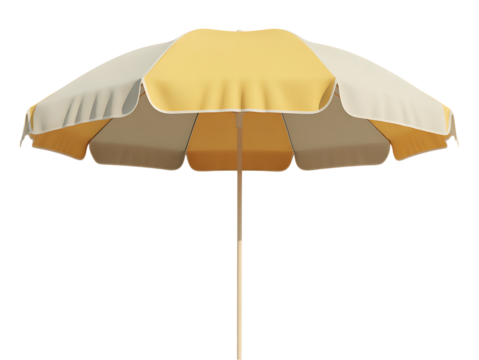 Yellow Beige Beach Umbrella isolated on a transparent background