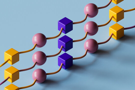 3D render of abstract shape grid representing digital systems