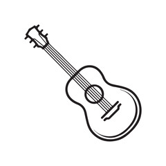 Obraz premium Simple Line Drawing of an Acoustic Guitar