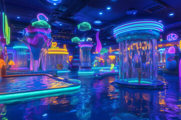 Obraz premium Cartoon playground swimming pool in the underwater world