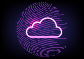 Big cloud storage on globe network cyberspace.