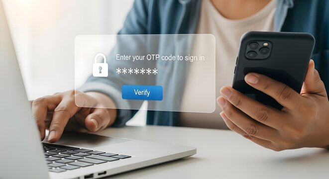Person Verifying Two-Factor Authentication Code on Smartphone