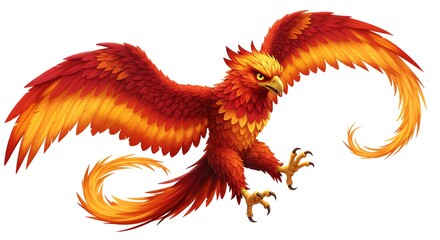 Obraz premium Fiery phoenix mythical bird illustration