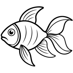 Goldfish Line Art Vector on White Background