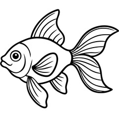 Goldfish Line Art Vector on White Background