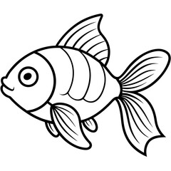 Goldfish Line Art Vector on White Background