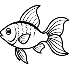 Goldfish Line Art Vector on White Background