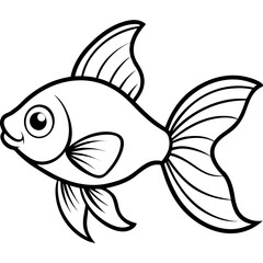 Goldfish Line Art Vector on White Background