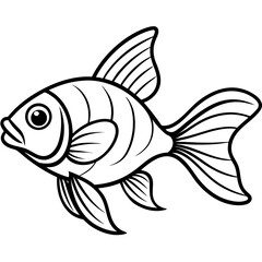 Goldfish Line Art Vector on White Background