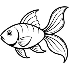 Goldfish Line Art Vector on White Background
