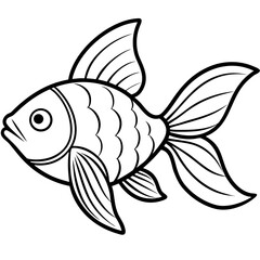 Goldfish Line Art Vector on White Background
