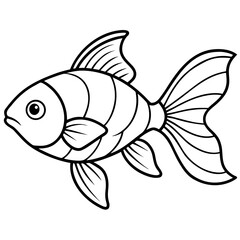 Goldfish Line Art Vector on White Background