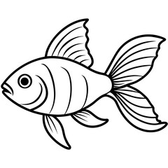 Goldfish Line Art Vector on White Background