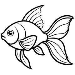 Goldfish Line Art Vector on White Background