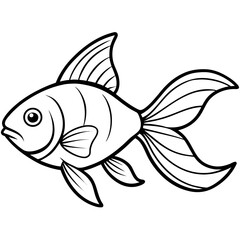 Goldfish Line Art Vector on White Background