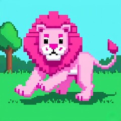 Fototapeta premium cartoon lion playing with ball