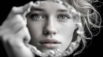 Capturing the essence of youth through a reflective lens in monochrome