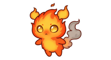 Cute Cartoon Fire Spirit Character Sticker Illustration