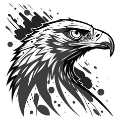 Obraz premium Majestic Eagle Head Artistic Ink Splatter Design