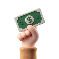 3d hand holding money on transparent background PNG