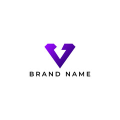 ILLUSTRATION TRIANGLE LETTER V GEOMETRIC LOGO ICON PURPLE GRADIENT COLOR TEMPLATE SIMPLE MINIMALIST ELEMENT DESIGN SIMPLE VECTOR GOOD FOR APPS, BRAND 