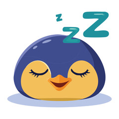 Sweet Penguin Sleeping with Head Bowed Down