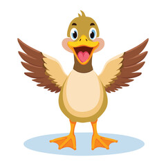 Joyful Yellow Duckling with Wide Open Wings