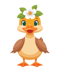 Charming Duckling Wearing Flower Crown Full Body