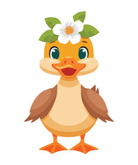Adorable Duckling Wearing Cute Flower Crown