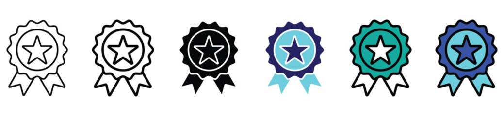 medal, ribbon icon set, collection of medal icon, vector stock, illustration. 