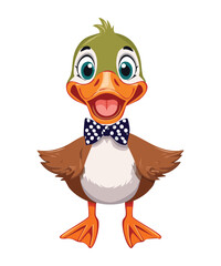 Happy Mallard Duck Smiling with Brown Bow Tie