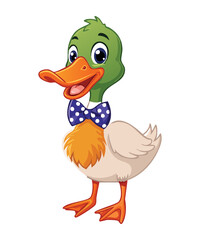 Dashing Mallard Duck in Blue Polka Dot Bow Tie