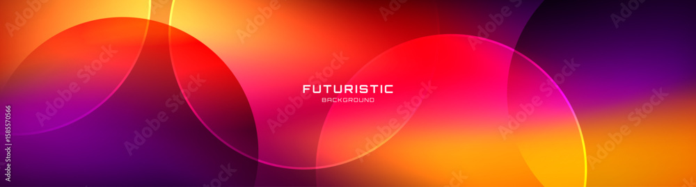 Poster 3d colorful abstract background overlap layer on dark space with glowing circles effect decoration. 