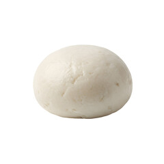 White mozzarella ball against black background