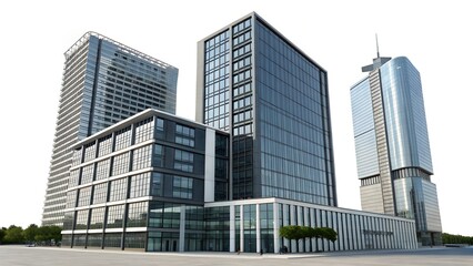 Obraz premium set of modern office buildings, front view, cut out.