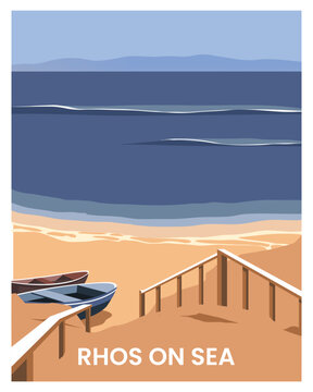 Sunrise of sea at the coastal holiday. vector illustration background for travel poster. 