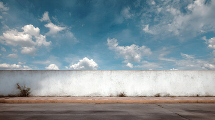 Lonely wall stands against a vast sky, evoking themes of solitude and the passage of time