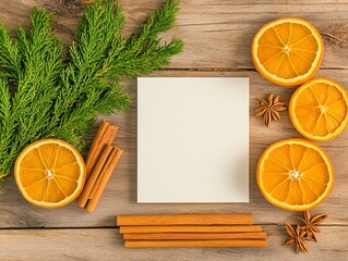 Festive Christmas Arrangement with Evergreen, Cinnamon, and Dried Oranges