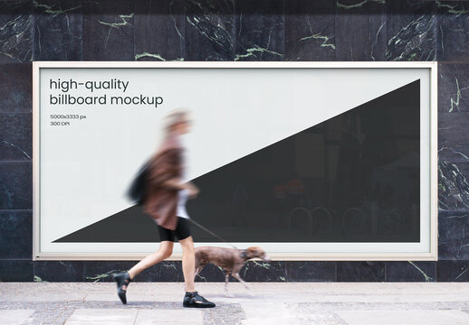 Street Outdoor Glued Poster Advertising Billboard Mockup Template on Wall