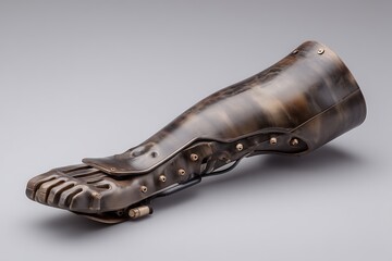 Robotic Prosthetic Limb with Metallic Surface and Mechanical Details for Medical and Technology Use