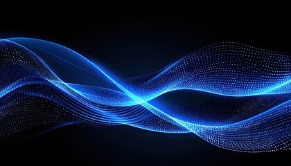 Abstract blue wavy lines on black background