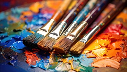 Obraz premium Artistic paintbrushes on a palette
